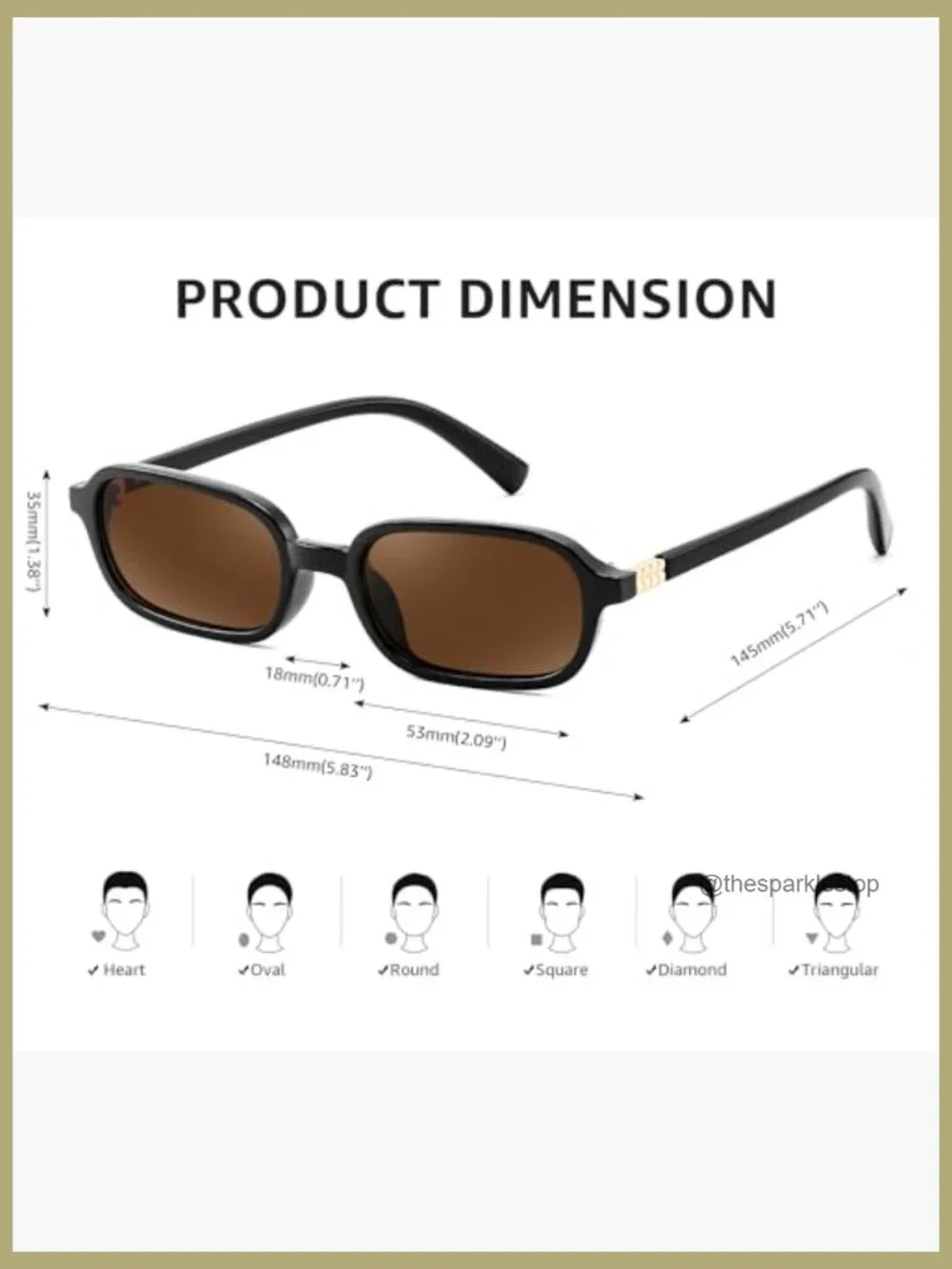 Retro Rectangular Sunglasses for Women Men 90s Small Vintage Fashion Square - Picture 5 of 6